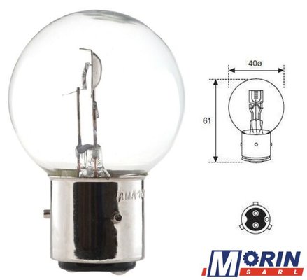 Electricité Agricole - Consommables 12/24V - Ampoule BA21d 12V 45/40W 3 ergots - 2 plots 