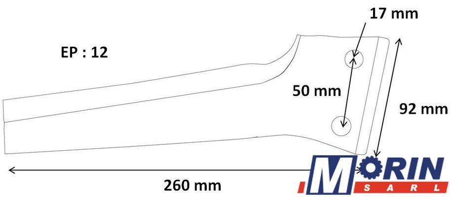 Pièces Agricole et Motoculture - Pièces d'usure - DENT HERSE BOUL 260X12 D ORIGINE BREVIGLIERI